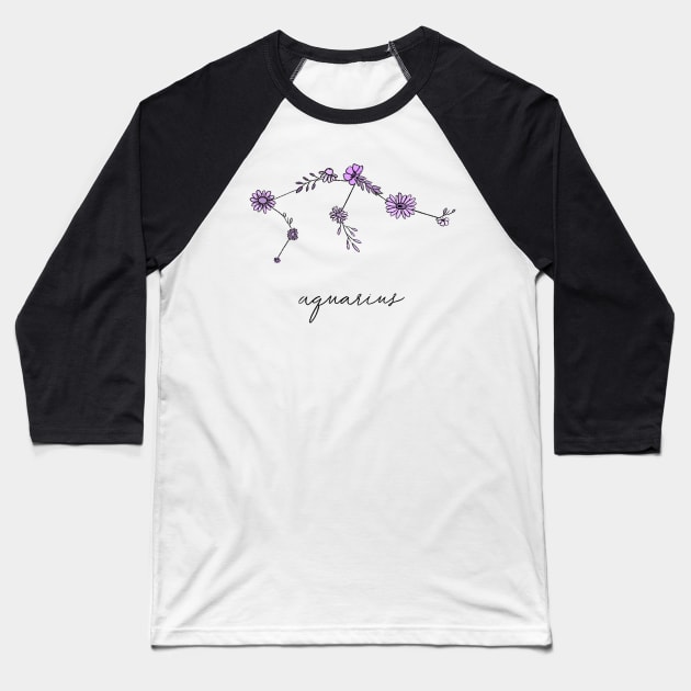 Aquarius Flower Horoscope Baseball T-Shirt by cmxcrunch